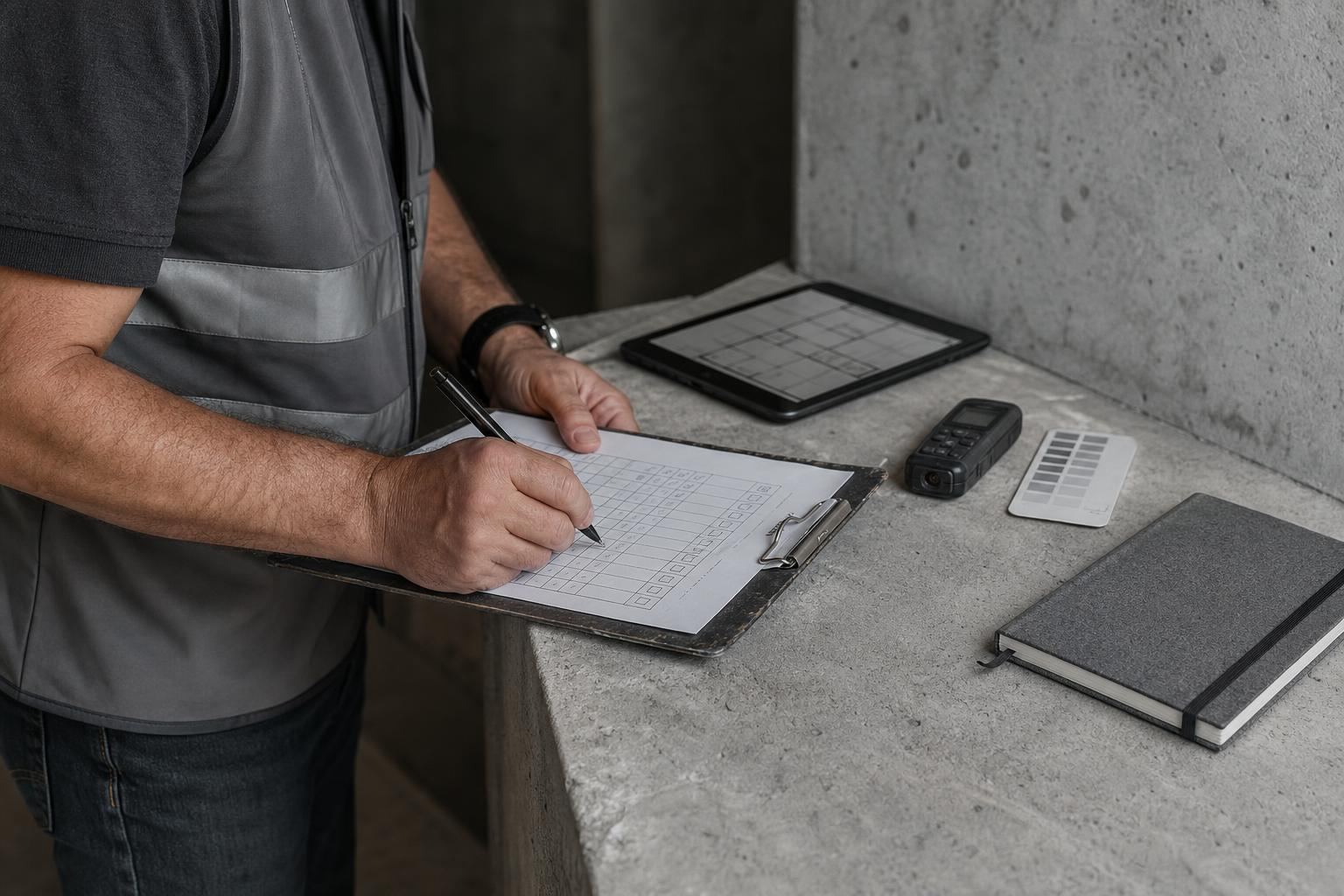 Checklist técnico de inspeção predial preenchido em campo
